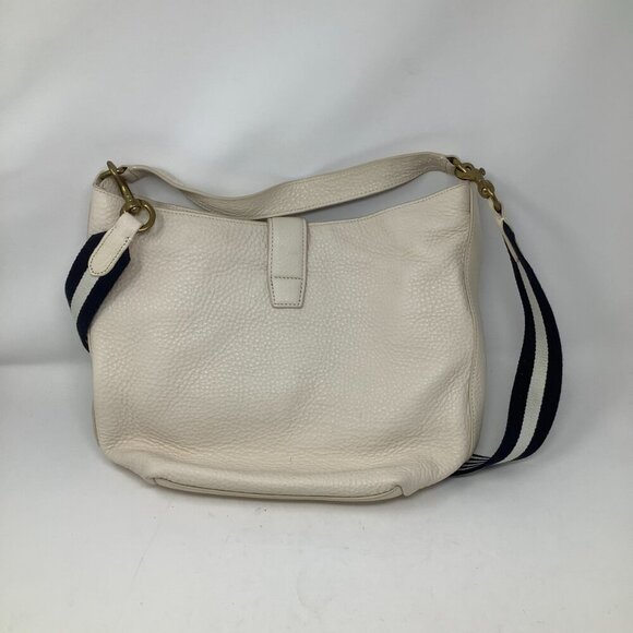 J. Crew Signet Hobo Bag leather cream striped crossbody purse EUC - Picture 4 of 8